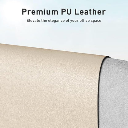 Aothia Leather Desk Pad Protector, Large Mouse Pad, Office Mat, Non-Slip PU Leather Blotter, Laptop Desk Pad, Waterproof Writing Pad for Office and Home (Beige, 23.6" x 13.7")