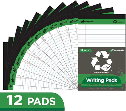 KAISA Small Legal Pad Writing Pads, 50 sheets 5"x8" College Ruled Legal Ruled Recycled Lined Paper Notepads,12pads, KSU-5262