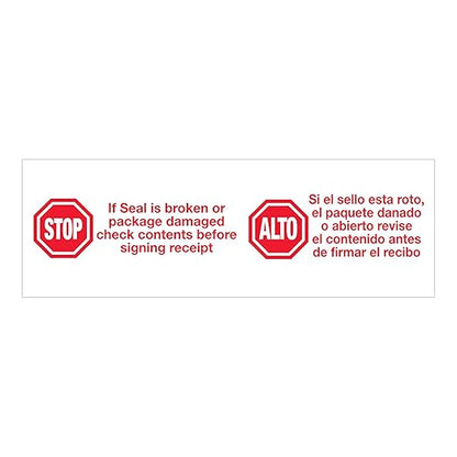 Aviditi Tape Logic 2 Inch x 110 Yard 2.2 Mil Red/White, Heavy Duty Packing Tape,"Stop/Alto" 6 Pack, Perfect for Packing, Shipping, Moving, Home and Office, "Stop/Alto" (T902P136PK)