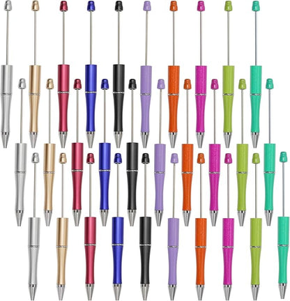 jiebor 30Pcs Beadable Pens Plastic Bead Black Ink Ballpoint Diy Cute Cool Pens for Teacher Bridal Graduation Gift Office Supplies