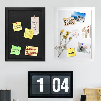 White Bulletin Board Cork Boards Vision Board with Felt, 23"x17" Small Display Pin Board for Walls, Desk, Jewelry, Notes, Collection, Photos, Office, White Framed and Felt Board, 1pc