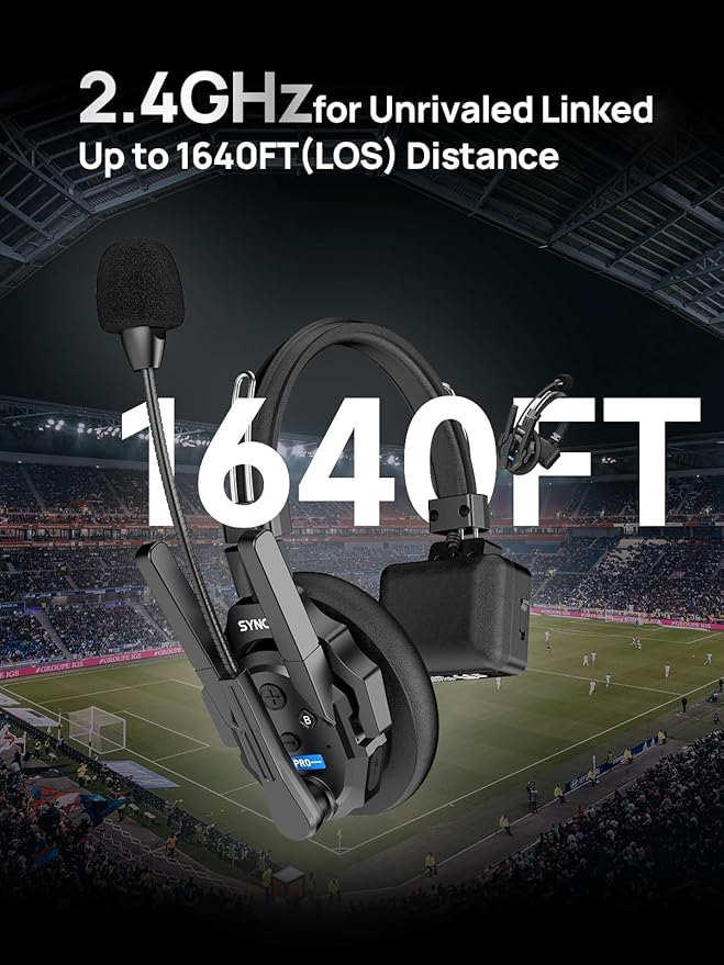 SYNCO XTALK XPRO5 Wireless Intercom Headset System, 500m/1640ft 2.4GHz Communication Headsets for 5 Person with Noise Reduction Film Documentary TV Production, Xtalk-Xpro-X5-headset-intercom