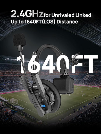 SYNCO XTALK XPRO5 Wireless Intercom Headset System, 500m/1640ft 2.4GHz Communication Headsets for 5 Person with Noise Reduction Film Documentary TV Production, Xtalk-Xpro-X5-headset-intercom