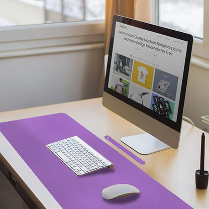 Boutilon Leather Desk Pad 35"x 17" Non-Slip Mouse Pad,Office Desk Mat,Waterprooft PU Leather Desk Blotter,Desk Pad Protector,Desk Writing Pad for Home Office Decor (L-Purple,35"x 17")