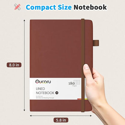 Lined Journal Notebook, 4 Pack, 180 Pages, A5 Journals for Writing, 100 GSM Thick Paper, Small Notebooks Daily Journal for Women Men Work, Business, School, Travel Supplies