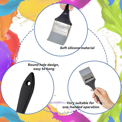 Outus 2 Pieces Silicone Painting Brush Color Shapers for Painting Color Shaper Tool Pointed Edged Solid Flat Flexible and Water Based Drawing Tool for Move Remove Acrylic Paints(1.5 Inch, 2.5 Inch)