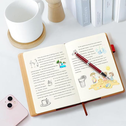 A5 Blank Journal Notebook, Refillable Hardcover Leather Sketchbook with Pocket and Magnetic Buckle, 240 Pages Travel Sketchbook for Drawing and Writing, 80gsm Unlined Journal for Men and Women - Red