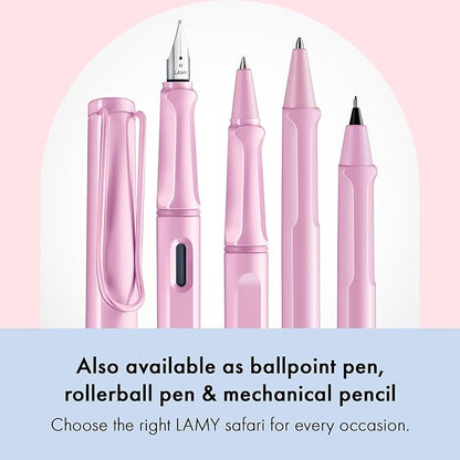 LAMY safari lightrose - Fountain Pen with ergonomic grip & polished steel nib in size F - ideal for any Writing & Calligraphy - including LAMY T 10 blue cartridge - Right-Handed