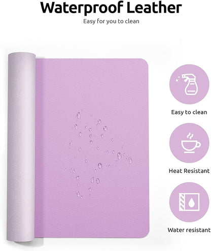 YSAGi Leather Desk Protector, Office Mat, Large Mouse Mat, Non-Slip PU Leather Blotter, Laptop Desk, Waterproof Writing Pad for Office and Home (Taro Purple, 35.4" x 17")