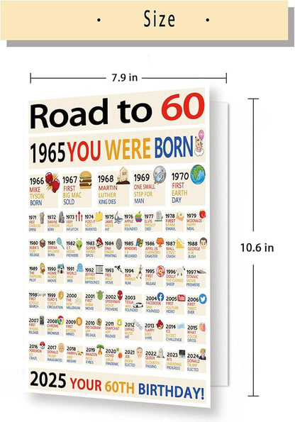 OJsensai Happy 60th Birthday Gifts for Women Men, Big 60 Years Old Birthday Card for Friends Mom Dad, Best Sixty Bday Gifts Decorations for Grandpa Grandma