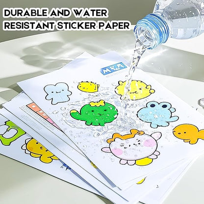 30 Sheets Premium Printable Vinyl Sticker Paper for Inkjet Printers Glossy White 8.5x11 Inch Waterproof & Vibrant Colours Retains Ink Well Tear Resistant Great for Cutting Machines