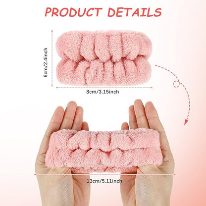 Chuangdi 4 Pairs Wrist Bands for Washing Face Wrist Spa Microfiber Wash Towel Band Scrunchies Absorbent Wristbands Sweatband for Women Prevent Liquid from Spilling