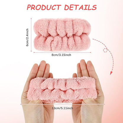 Chuangdi 4 Pairs Wrist Bands for Washing Face Wrist Spa Microfiber Wash Towel Band Scrunchies Absorbent Wristbands Sweatband for Women Prevent Liquid from Spilling