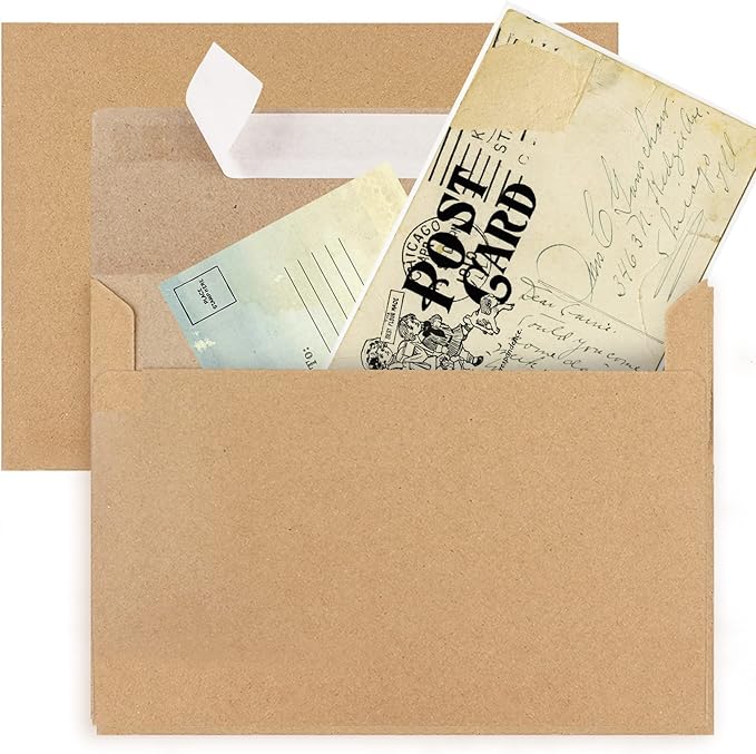 50pcs packed Kraft Envelopes,A4Envelopes, printable invitation envelopes,4x6 envelopes, suitable for weddings, invitations, photos, postcards, greeting cards, mailings