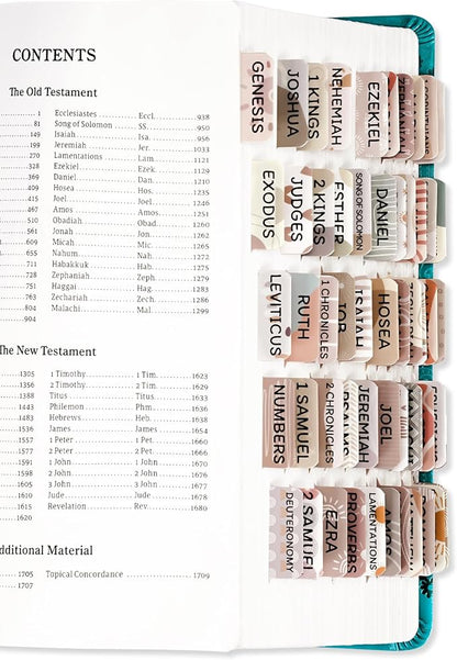 Laminated Bible Tabs for Women & Men - Large Print Tabs for Study Bibles, Boho Theme for Easy Navigation and Quick Reference - Easy-to-Read and Apply Tabs for All Ages