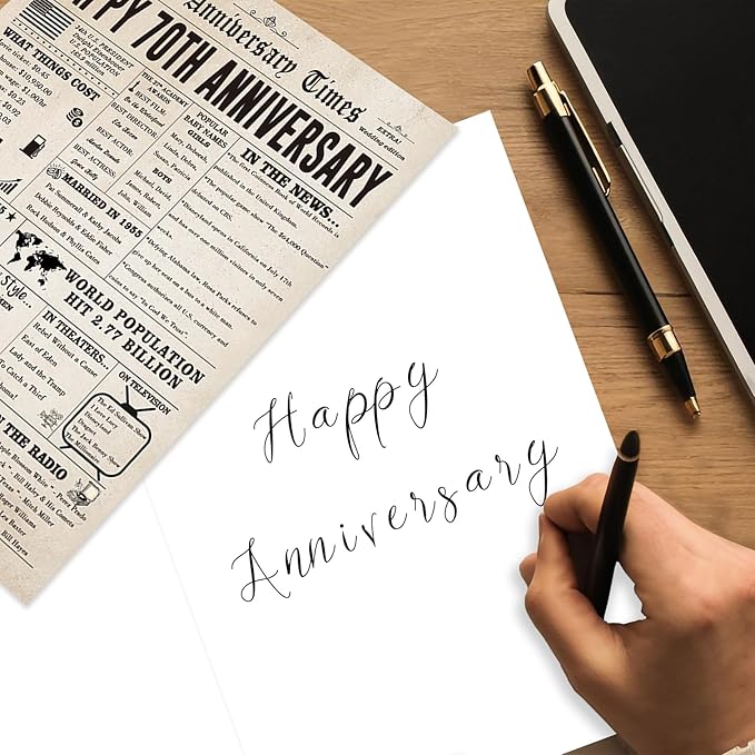 Big 70th Anniversary Card for Husband Wife, Retro 70 Year Anniversary Card for Parents, Vintage 70th Wedding Together Gift for Her Him