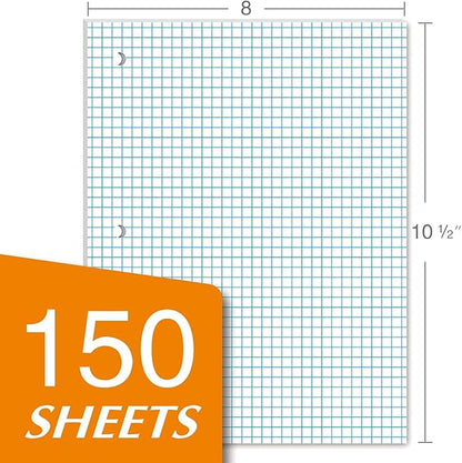 KAISA Loose Leaf Paper Filler Paper, 8"x10.5" Graph Ruled/Quad Rule Filler Paper 3-Hole Punched, Loose-Leaf Paper for 3-Ring Binders,150sheet/pack, 3pack F15001Q