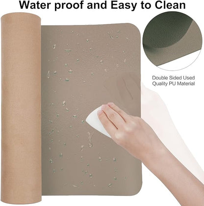 ‎Boutilon Leather Desk Pad 35"x 17" Non-Slip Mouse Pad,Office Desk Mat,Waterprooft PU Leather Desk Blotter,Desk Pad Protector,Desk Writing Pad for Home Office Decor (L-Champagne,35"x 17")