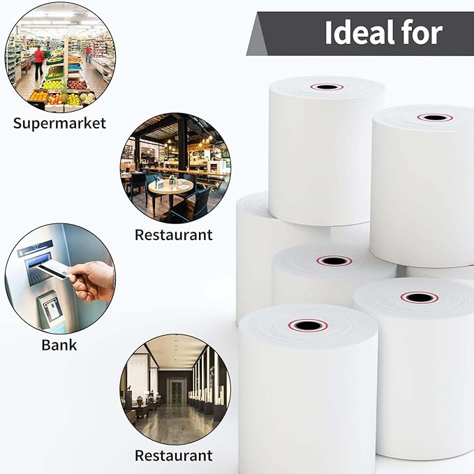 Thermal Receipt Paper Rolls, 3 1/8" x 230ft, 20 Rolls