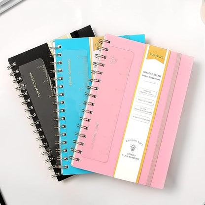 Yoment Spiral Notebook College Ruled A5 Spiral Bound Journal 160 Pages Thick Paper Plastic Hardcover Spiral Notebook 5x7 Wire Bound Notebooks for Note Taking School Office Supplies,Black