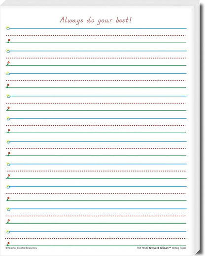 Teacher Created Resources Smart Start 1-2 Writing Paper: 360 Sheets, White, 8-1/2 x 11 in (76533)
