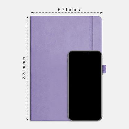 RETTACY Graph Paper Notebook, A5 Grid Notebook Journal with 192 Pages, 5.7'' × 8.3'', Medium Size, Leather Hardcover, 100 GSM Thick Paper, for Students, Homework, Math, Engineering (Purple)
