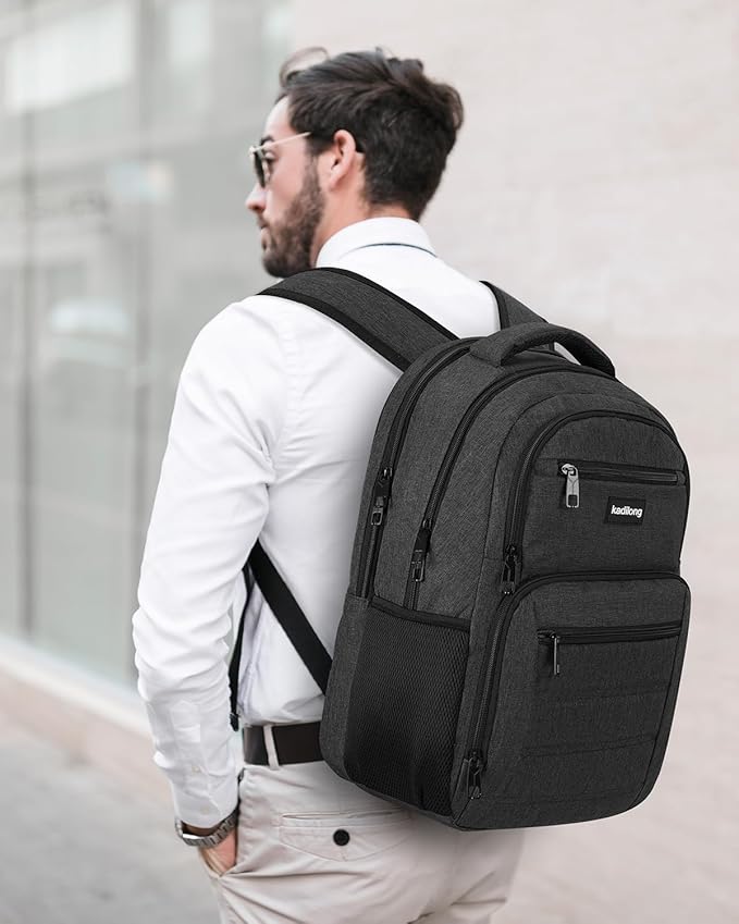 17.3 Inch Backpack for Men,Book Bag School Backpacks for Teen Boys with USB Charger,Back Pack Bagpack Mochilas for Workout Business College High School Schooler,Black