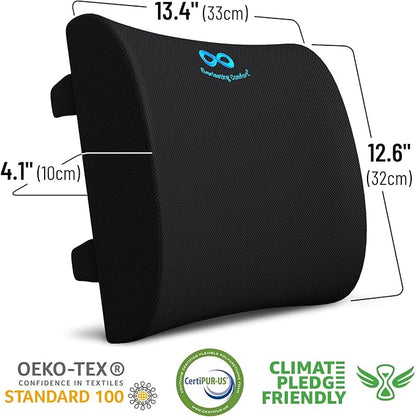 Everlasting Comfort Lumbar Support Pillow for Office Chair - Memory Foam Back Cushion for Chair, Car, Couch - Lumbar Pillow Promotes Better Posture, Back Pain Relief - Ideal for Gaming and Desk Chairs