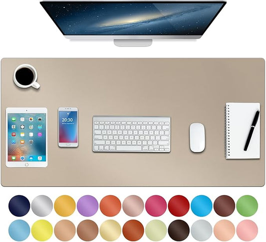 ‎Boutilon Leather Desk Pad 35"x 17" Non-Slip Mouse Pad,Office Desk Mat,Waterprooft PU Leather Desk Blotter,Desk Pad Protector,Desk Writing Pad for Home Office Decor (L-Beige,35"x 17")