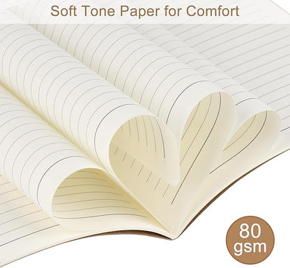 ZCZN 8 Pack A5 Kraft Notebooks Bulk, 8.15x5.5 Inches Lined Paper Journaling Notebooks, Notebooks for Work, Composition Notebooks for School, Journal Notebooks for Office, 60 Pages