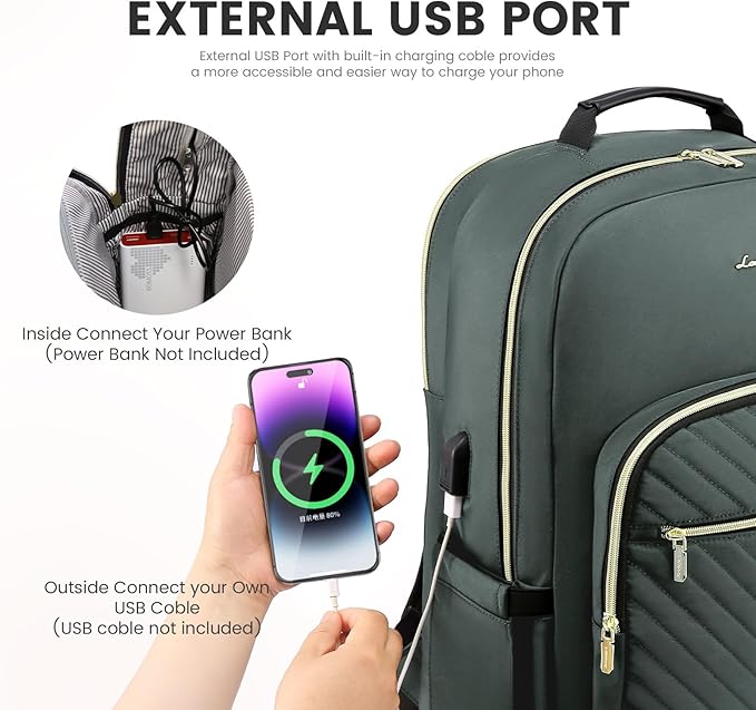 LOVEVOOK Laptop Backpack for Women 15.6 inch,Cute Womens Travel Backpack Purse,Professional Laptop Computer Bag,Waterproof Work Business College Teacher Bag Carry on Backpack with USB Port,Grass Green