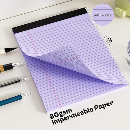 2 Pack Legal Pads 8.5 x 11 Pink Note Pads 8.5 x 11 Purple Notepad 8.5 x 11 Perforated Writing Pads 8.5 x 11 Lined Paper Pads Wide Ruled Pad of Paper 30 Sheets Notebook for Study, To-Do Lists, Office