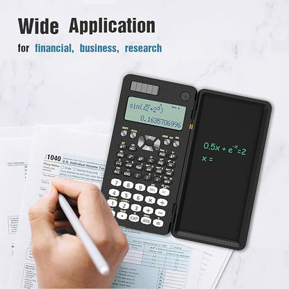 Scientific Calculator for School with Notepad, ROATEE Middle and High School Supplies for Students, 82 MS Foldable 2-Line Display Science Calculator with Writing Tablet, Solar and Battery Powered