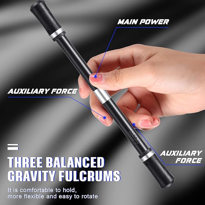 Outus 2 Pieces Spinning Pen Rolling Finger Rotating Gaming Trick Pen Mod with Tutorial No Refill Stress Releasing Brain Training Toys for Adults Office Supplies(Black and Silver)