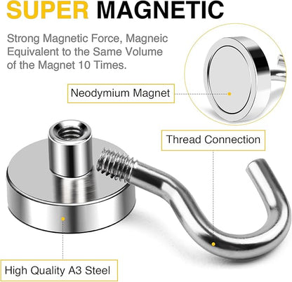 DIYMAG Magnetic Hooks, 50 LB Heavy Duty Magnet with Hooks,20 Packs Strong Rare Earth Neodymium Magnet Hooks for Hanging, Magnetic Hanger for Curtain, Home, Kitchen, Workplace