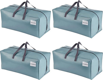 VENO 4 Pack Moving Bags w/Backpack Straps, Moving Boxes & Storage Bins Alternative, Packing Supplies, Camping Accessories Totes, Dorm Room Essentials Storage Bags (Shiny Light Blue, 4 Pack)