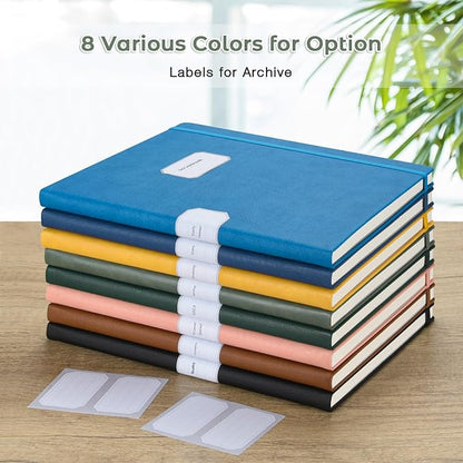 Lined Journal Notebook, 8.5" x 11" Hardcover Leather Notebook for Work, Wide Ruled Notebook Journal for Women Men, 192 Thick Paper, Lay Flat, 2 Pockets, A4 Large Journals for Writing, Green Journal