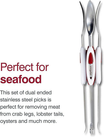 Zyliss Seafood Picks - Seafood Spoon & Fork - Stainless Steel Utensils - Dual-Ended Picks & Seafood Tools - Kitchen Tool & Gadget - Dishwasher Safe - Stainless Steel