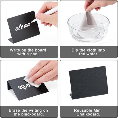 BOOMIBOO 20 Pack 4"x3"Mini Chalkboard Signs, Reusable and Reserved Table Signs, Easy to Write and Wipe Out, Food Labels for Parties - Buffets - Birthdays -Bakery-Table Numbers-Weddings