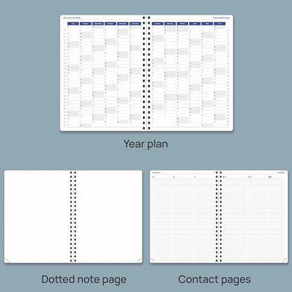 POPRUN 2025 Monthly Calendar Spiral Bound with Monthly Tabs 8.5" x 11", Large Writing Space Monthly Planner with PU Leather Soft Cover, Dual Pockets, Sunday Start - Pacific Green