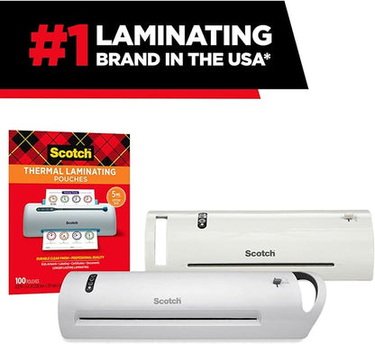 Scotch Thermal Laminating Pouches, 100 Count, Clear, 5 mil., Laminate Business Cards, Banners and Essays, Ideal Office or School Supplies, Fits Letter Sized Paper (8.9 in. × 11.4 in.)