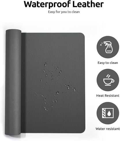 YSAGi Leather Desk Protector, Office Mat, Large Mouse Mat, Non-Slip PU Leather Blotter, Laptop Desk Pad, Waterproof Writing Pad for Office and Home (Dark Grey, 35.4" x 17")
