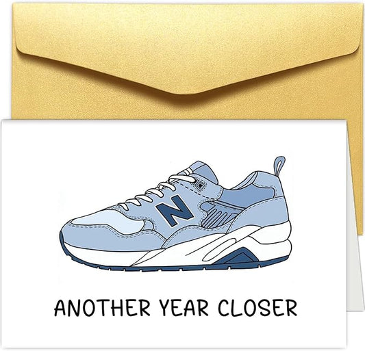 Chenive Funny Old Man Shoes Birthday Card, Humorous Birthday Card for Men, Getting Older Birthday Card for Dad Husband Boyfriend Friends, Another Year Closer Card
