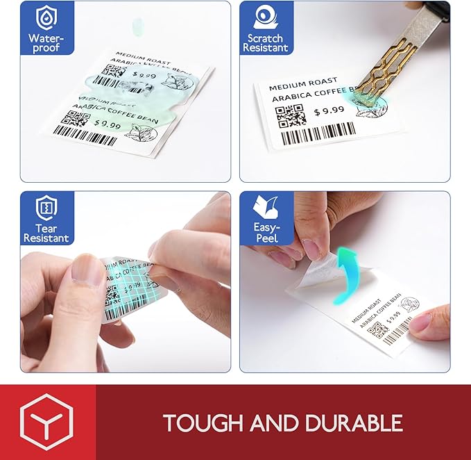 [3x230 pcs] Phomemo Original Labels for M110 M100 M220 M221 M120 M200, 1.97'' x 1.18''(50x30mm), 3 Rolls, 230 Labels/Roll, Square, White, All-Purpose Self-Adhesive Thermal, for Barcode, Name, Address