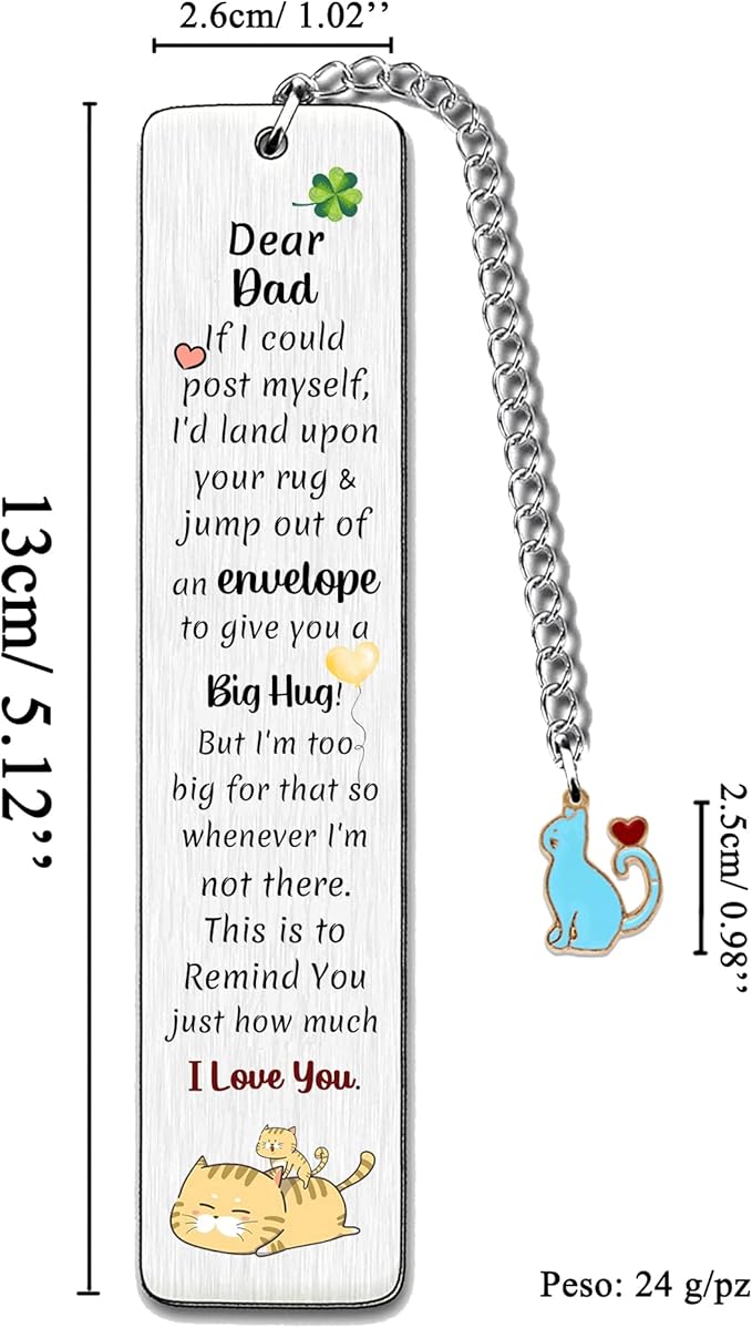 Dad Bookmarks Christmas Gift Bookmark Daddy Birthday Present I Love You Papa Retirement Appreciate Love Quotes Engraved Keepsakes Happy Fathers Day Gifts Ideas Funny Cat Printing from Son Daughter