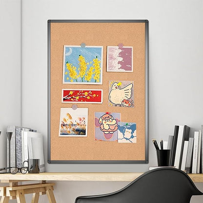 VIZ-PRO Cork Notice Board, 48 X 36 Inches, Cork Bulletin Board with Black Aluminium Frame