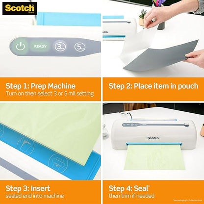 Scotch Thermal Laminating Pouches, 50 Count, Clear, 3 mil., Laminate Homemade Ornaments, Christmas Banners and Gift Tags, Ideal Holiday Supplies, Fits Letter Sized (8.9 in. × 11.4 in.) Paper