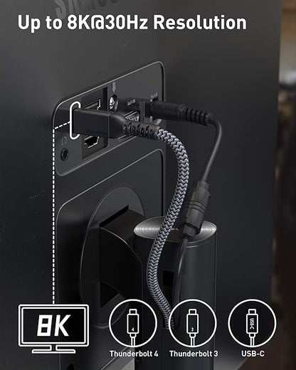 Maxonar [6Ft] Thunderbolt 4 Cable, Support 40Gbps Data Sync/100W Charging and 8K/5K@60Hz for Thunderbolt 4/3, USB4, and USB-C Devices