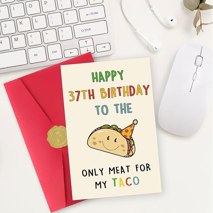 Funny 37th Birthday Gifts for Men Man, Unique 37 Years Old Birthday Decorations Gifts for Husband Boyfriend, Happy 37th Bday Card for Him, Taco 37 Mens Bday Ideas from Wife Girlfriend