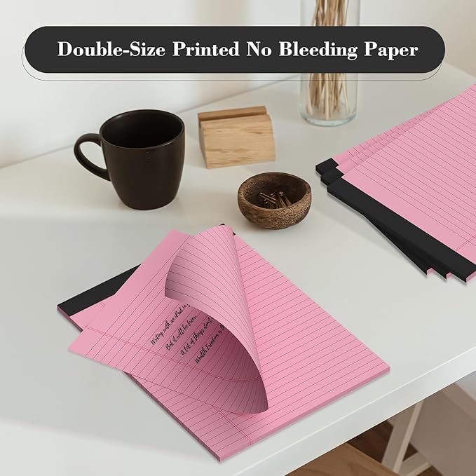 Colored Legal Pads 8.5 x 11 Legal Pads 2 Pack Wide Ruled Notepads Colored Note Pads 8.5x11 Perforated Legal Notepads 21LB Legal Pad 30 Sheets Writing Pads for School, College, Office (Pink/Purple)